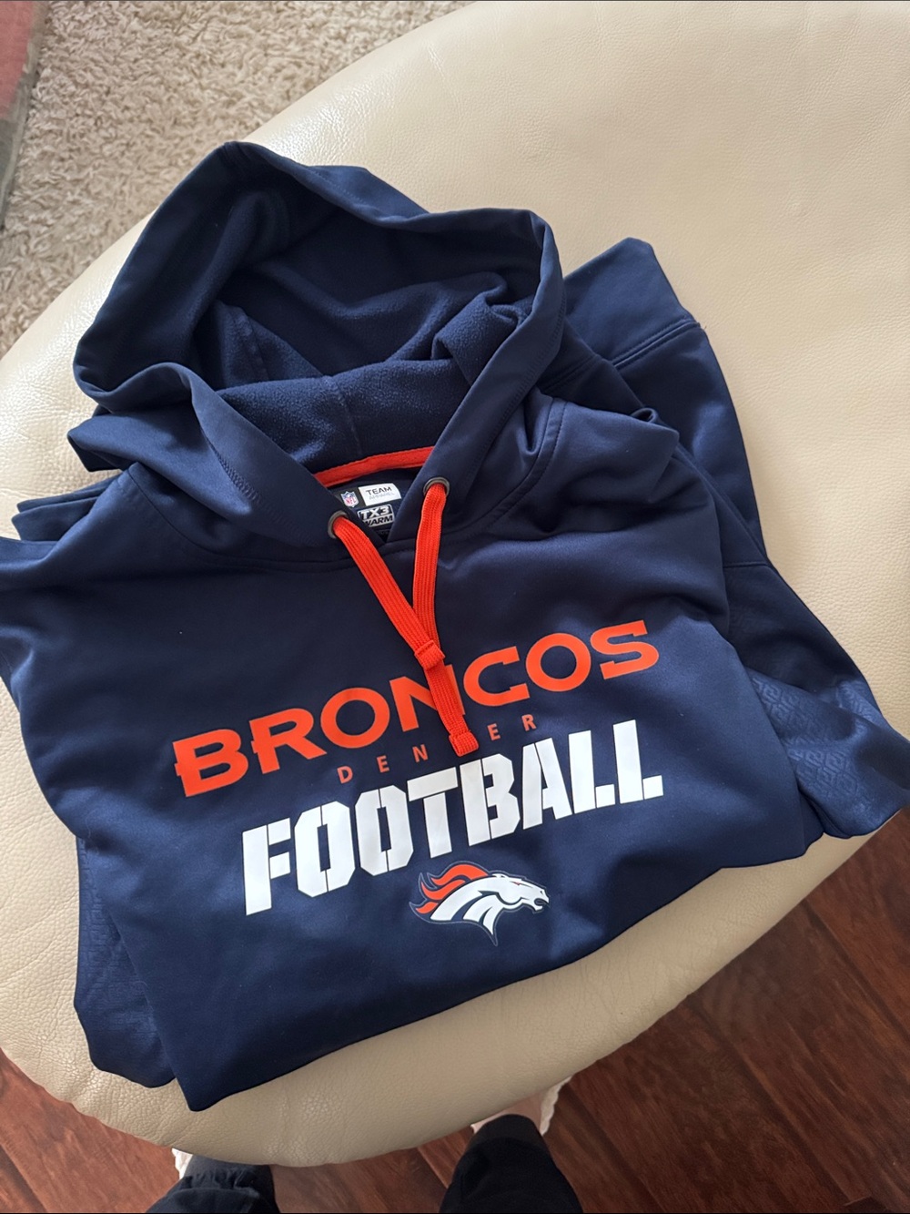 Denver Broncos Navy Football Hoodie with Orange Accents